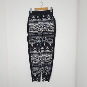 Noisy May | Lone Long Pant Black Gray Aztec Pattern Skinny Lounge Drawstring XS